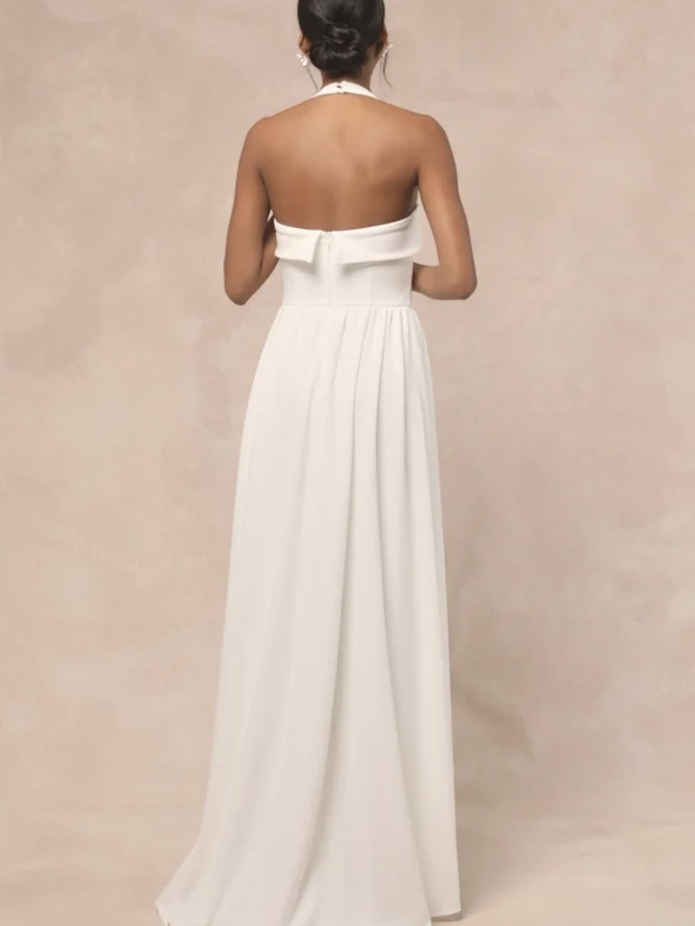 Lulu's White Halter Empire-Waist Wedding Gown - Picture 4 of 14
